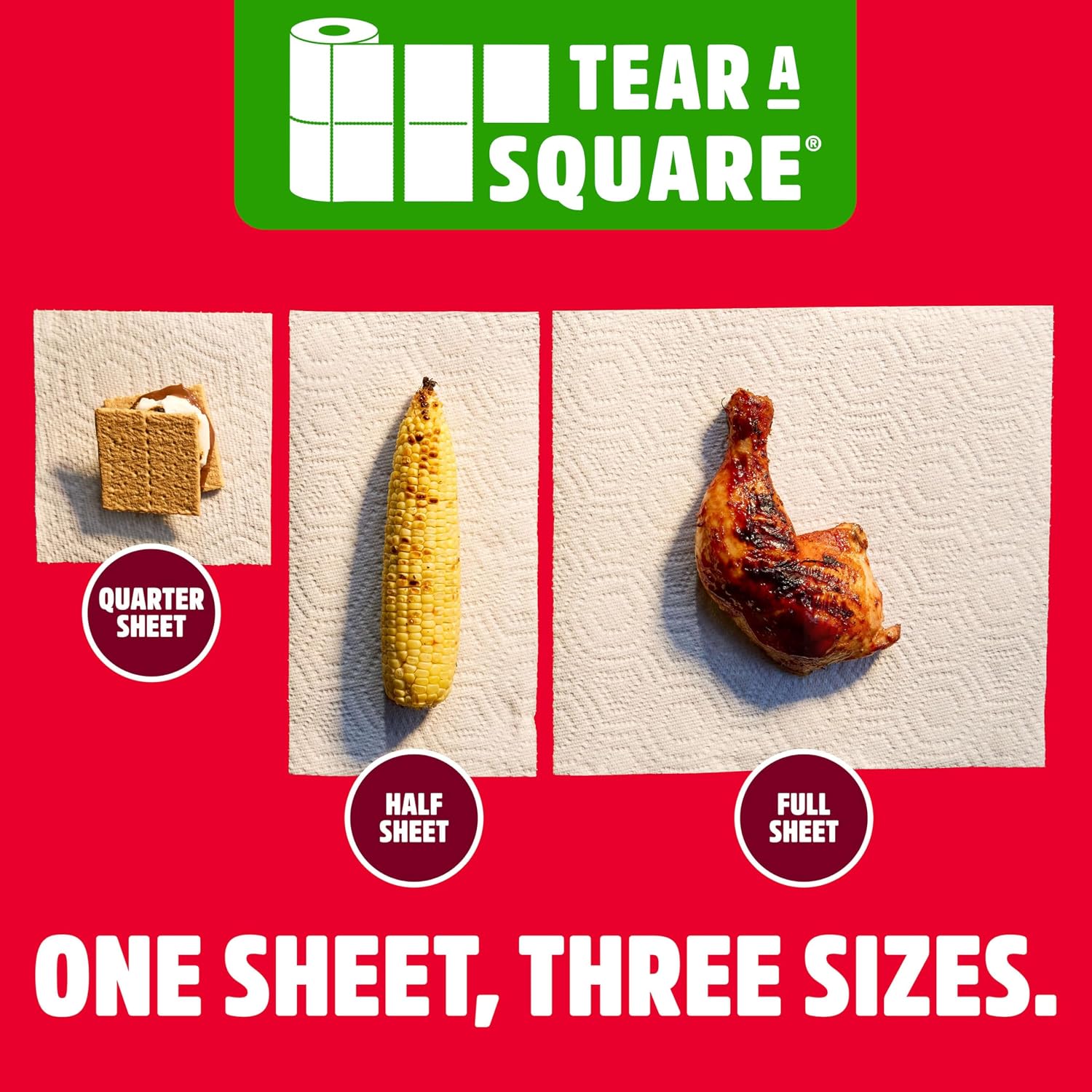 Brawny Tear-A-Square 3-Ply Paper Towels, 2 Triple Rolls - view 6